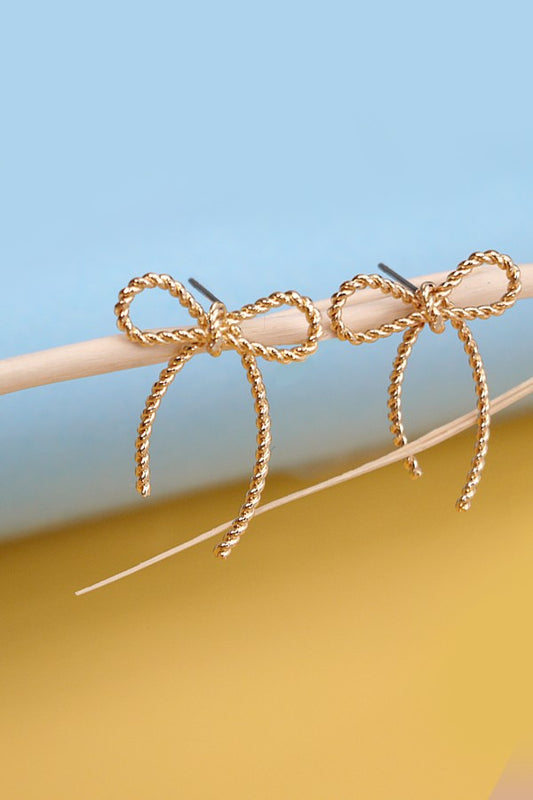 Rope Bow Design Stud Earrings