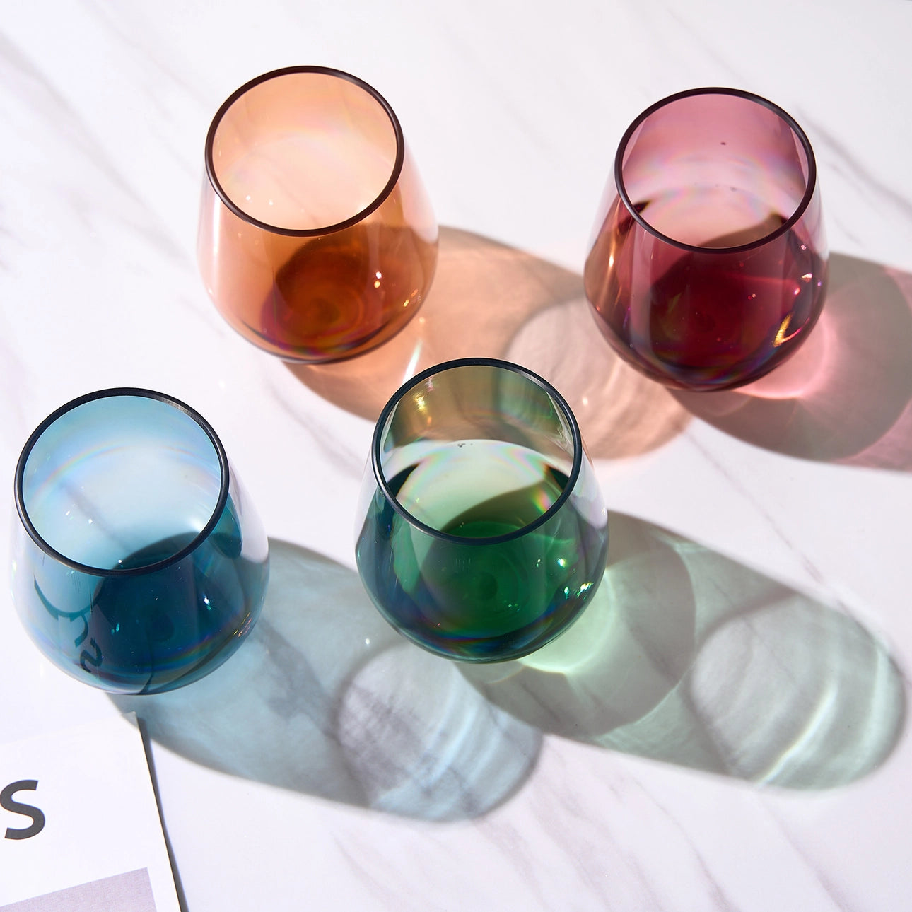 Shatterproof Tritan Stemless Wine Glasses, Set of 4