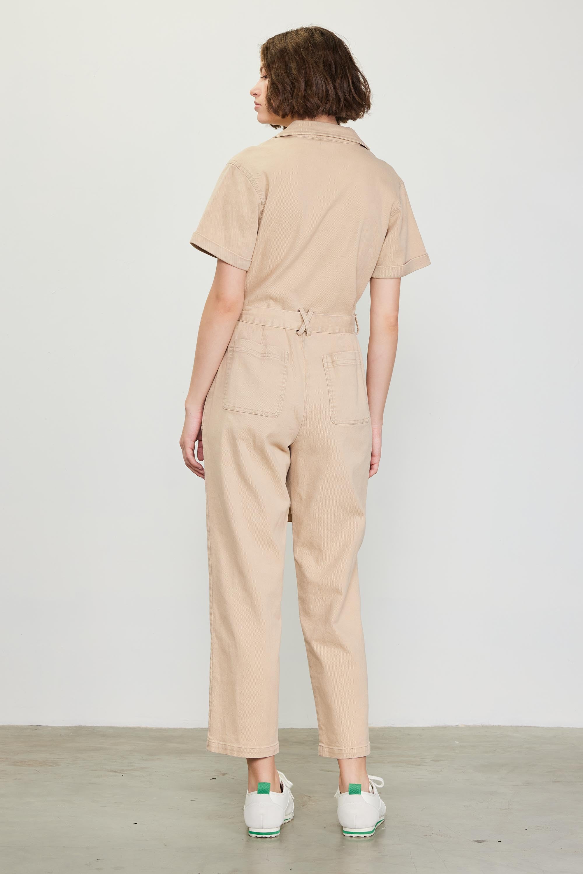 Short Sleeve Washed Utility Jumpsuit