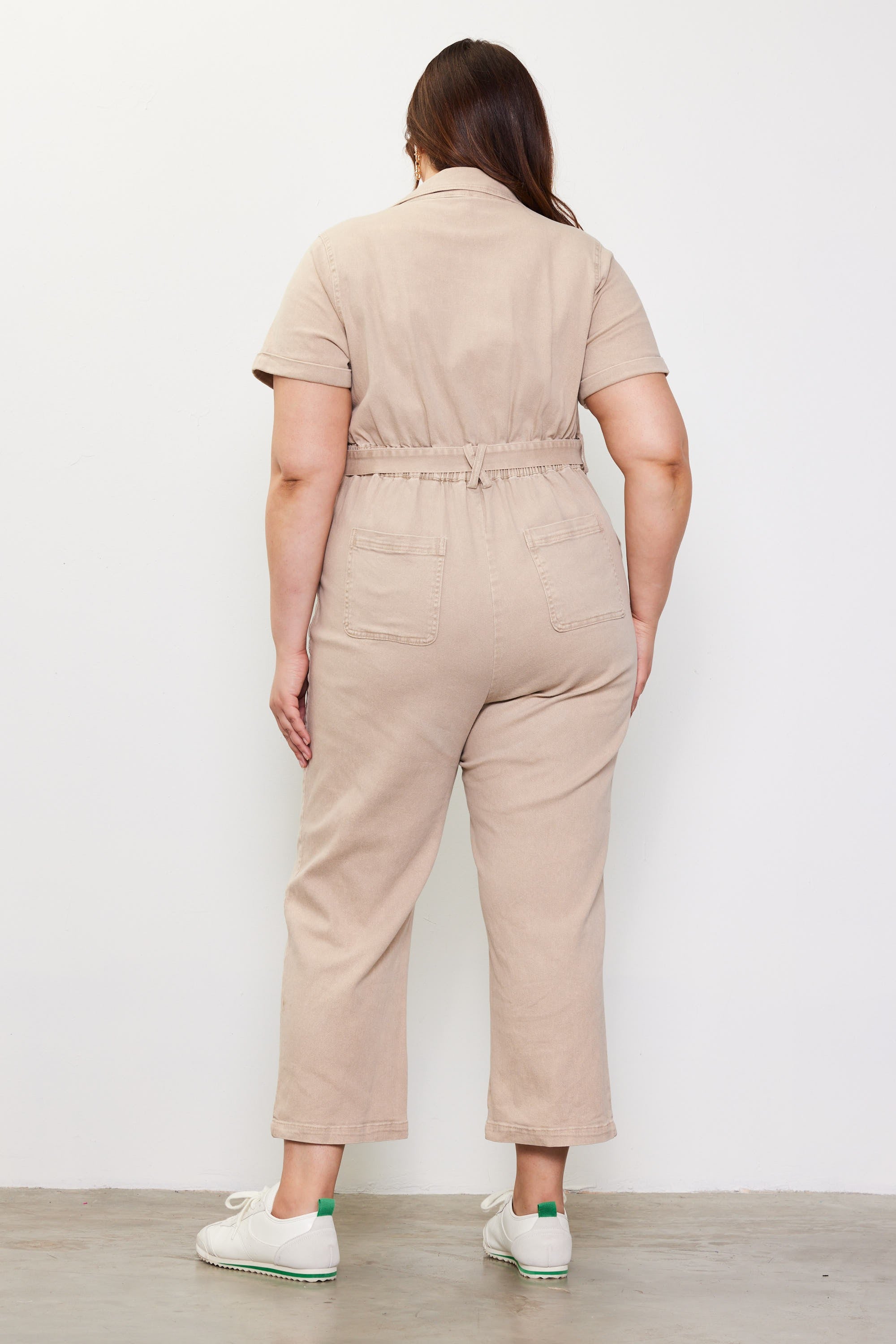 Short Sleeve Washed Utility Jumpsuit