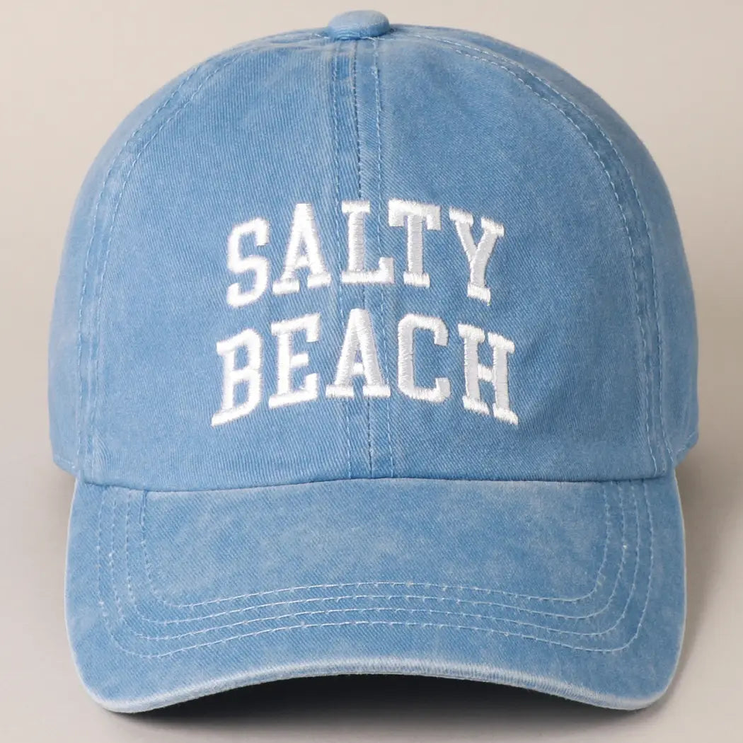 Salty Beach Embroidered Baseball Cap Hat