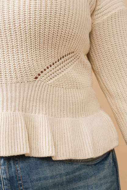 Emma Square Scoop Neck Peplum Knit Sweater
