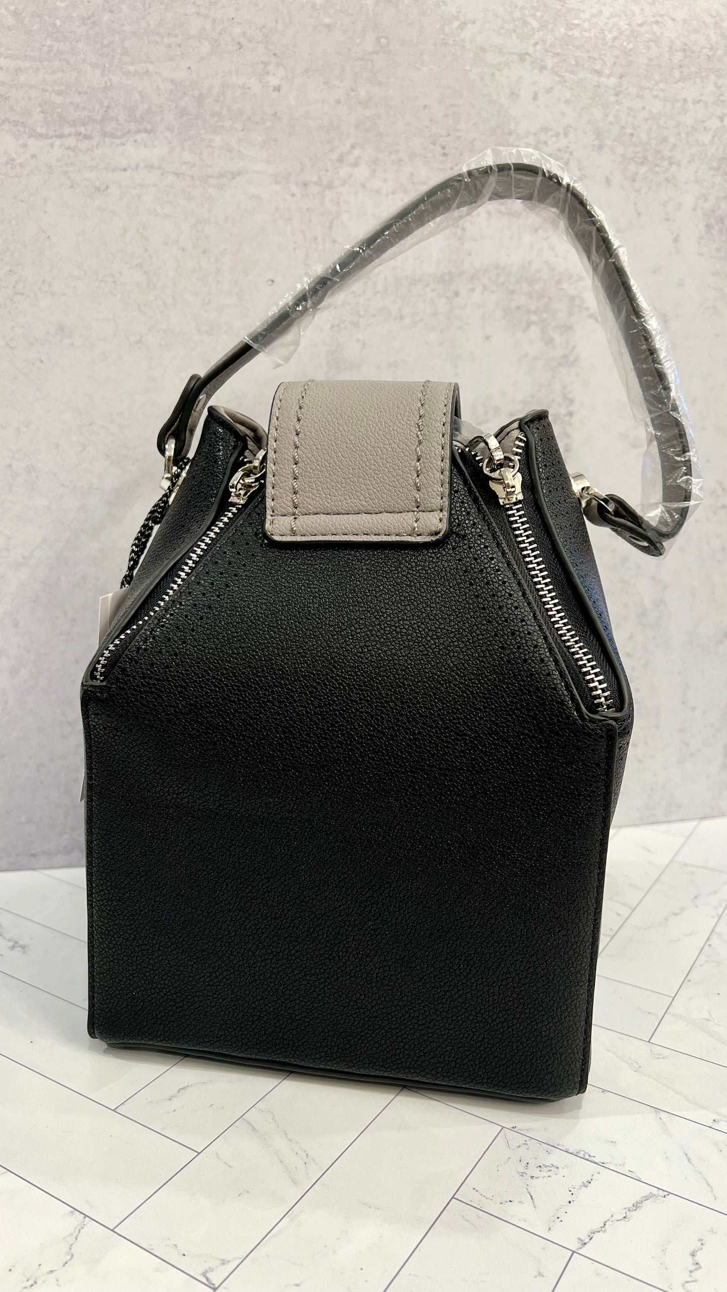Noir Square Vegan Leather Handbag