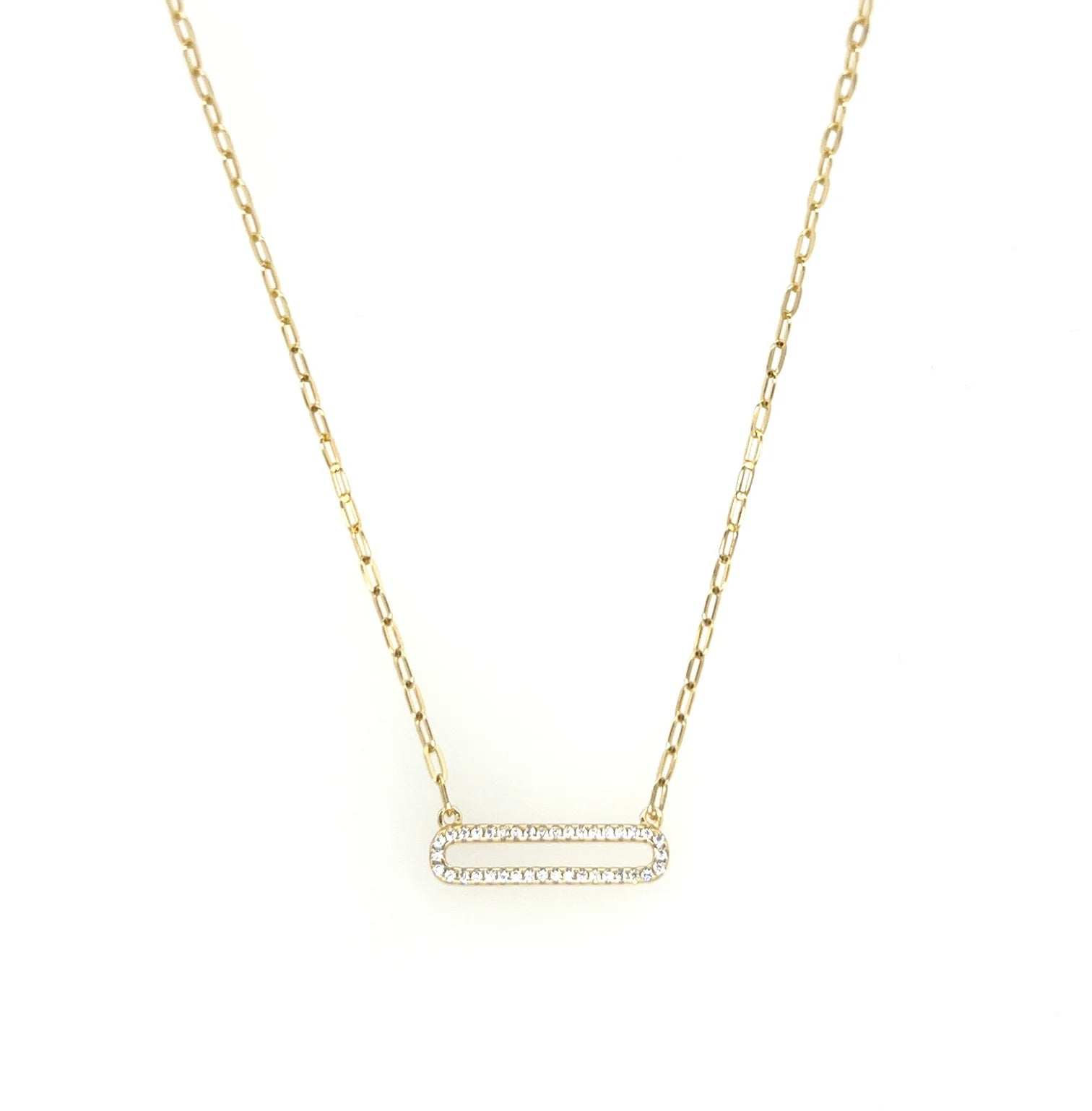 Tiny Paperclip Pave Necklace