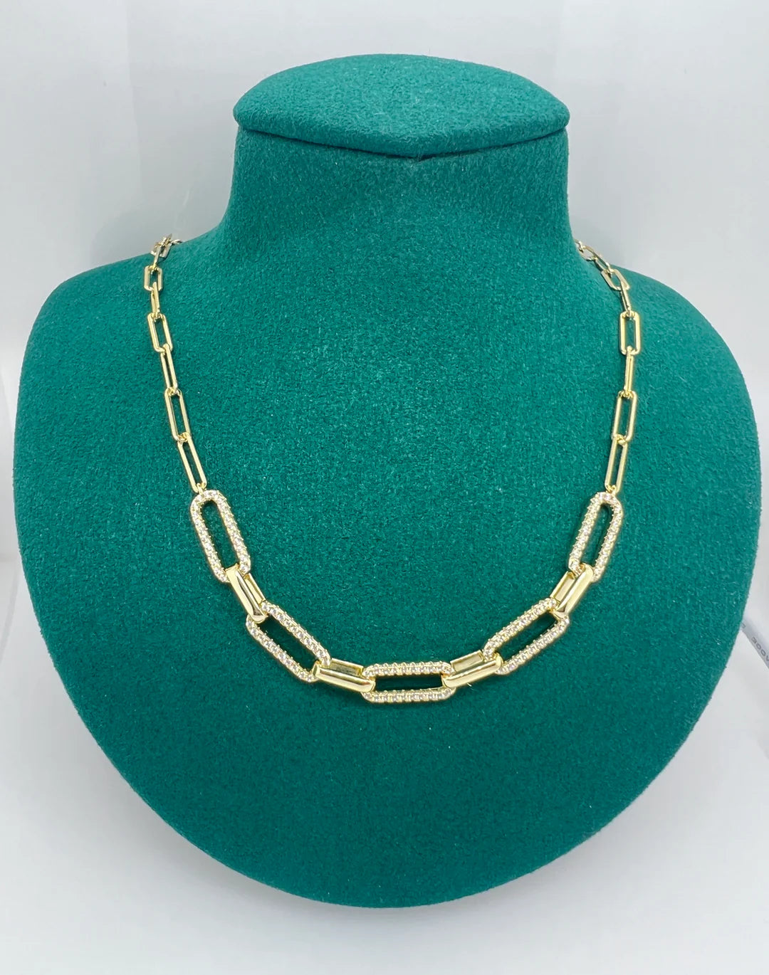 Paperclip Pave CZ Necklace