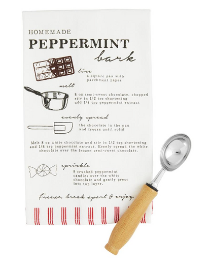 Peppermint Bark Recipe Towel & Scoop Set