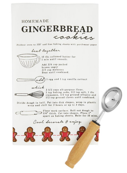 Gingerbread Cookie Recipe Towel & Scoop Set