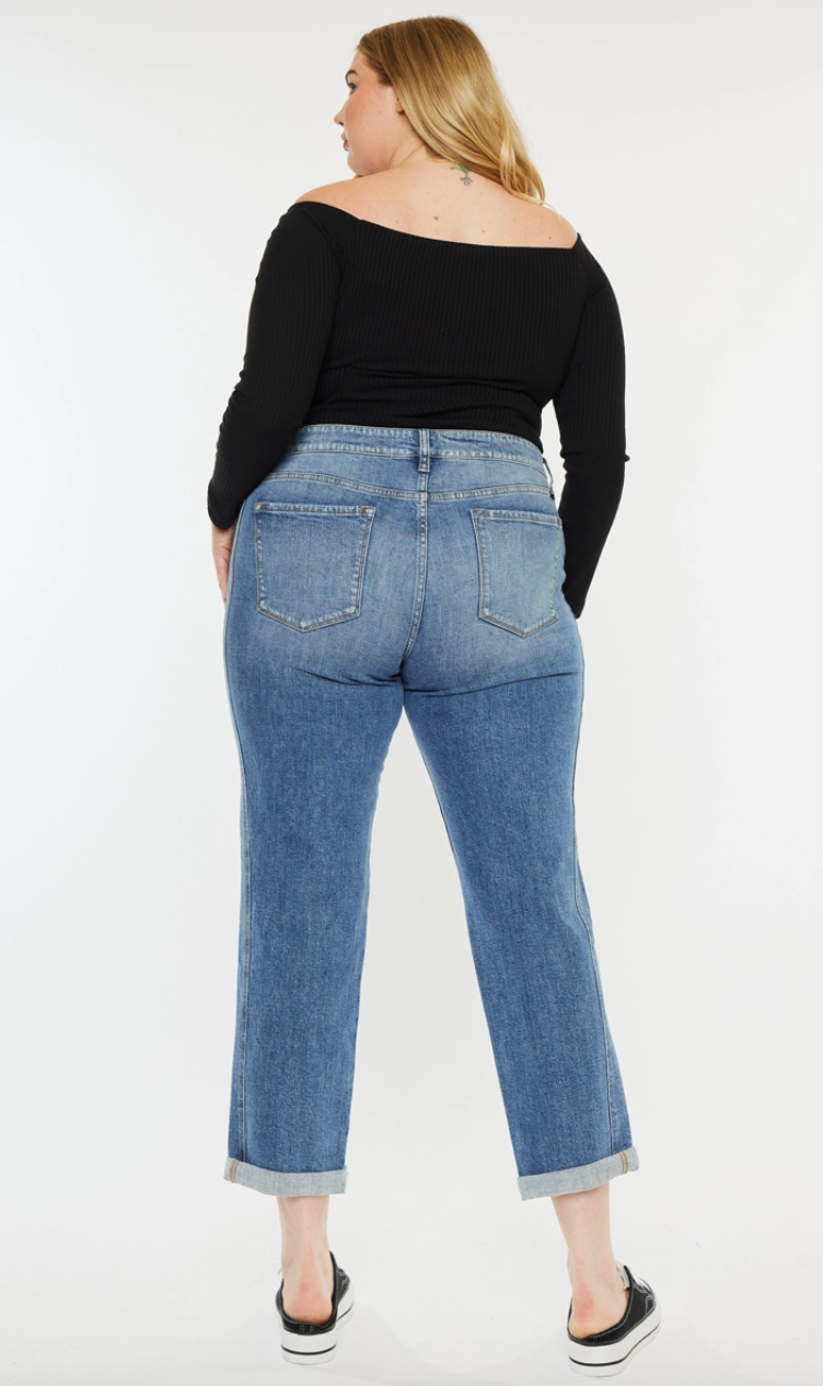 PLUS - Avery Mid Rise Boyfriend Jeans