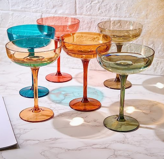 Colored Acrylic Unbreakable Margarita Glasses 15oz, Set of 6