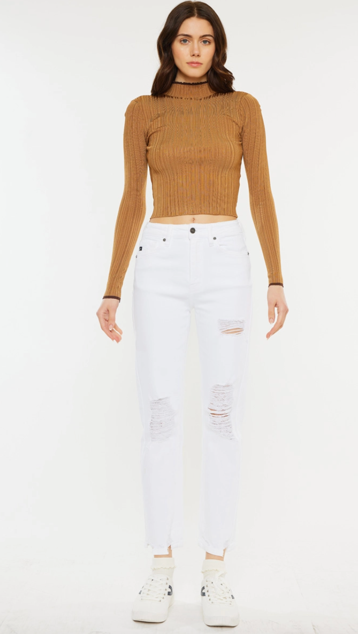 Eve White Slim High Rise Straight Jeans