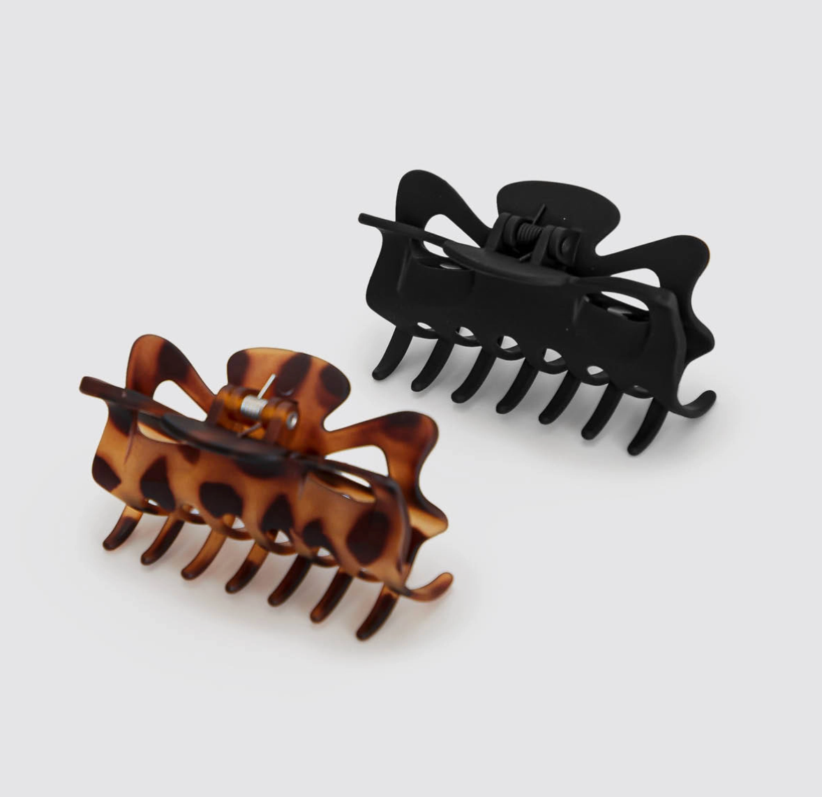 Recycled Plastic Large Claw Clip 2pc Set - Black & Tort