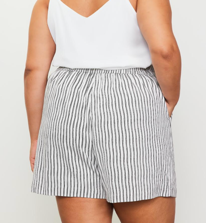 PLUS - Deena Striped Elastic Waist Shorts