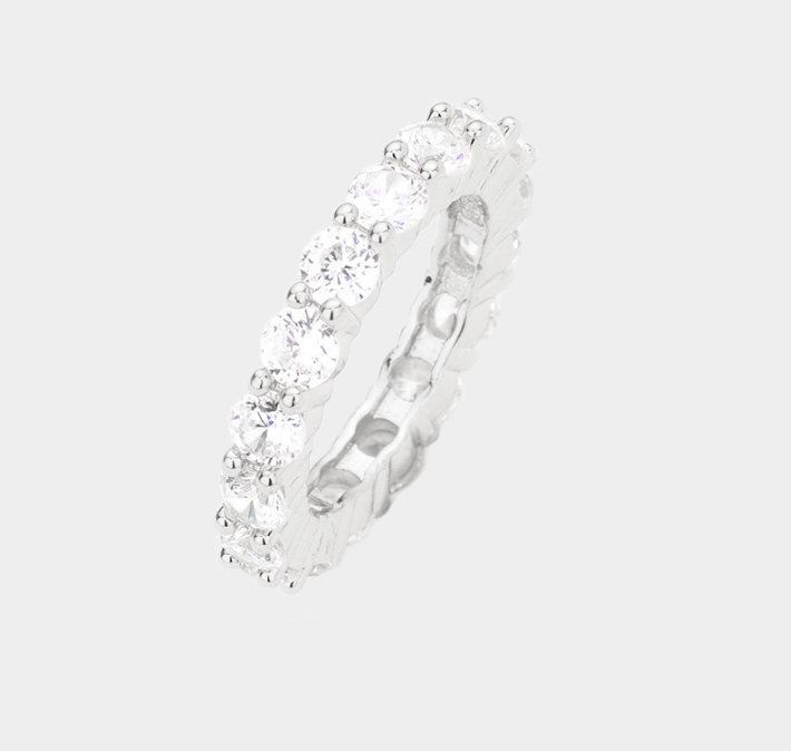 CZ Round Accented Band Ring