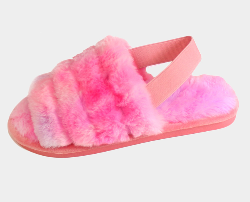 Cotton Candy Fuzzy Slingback Slippers