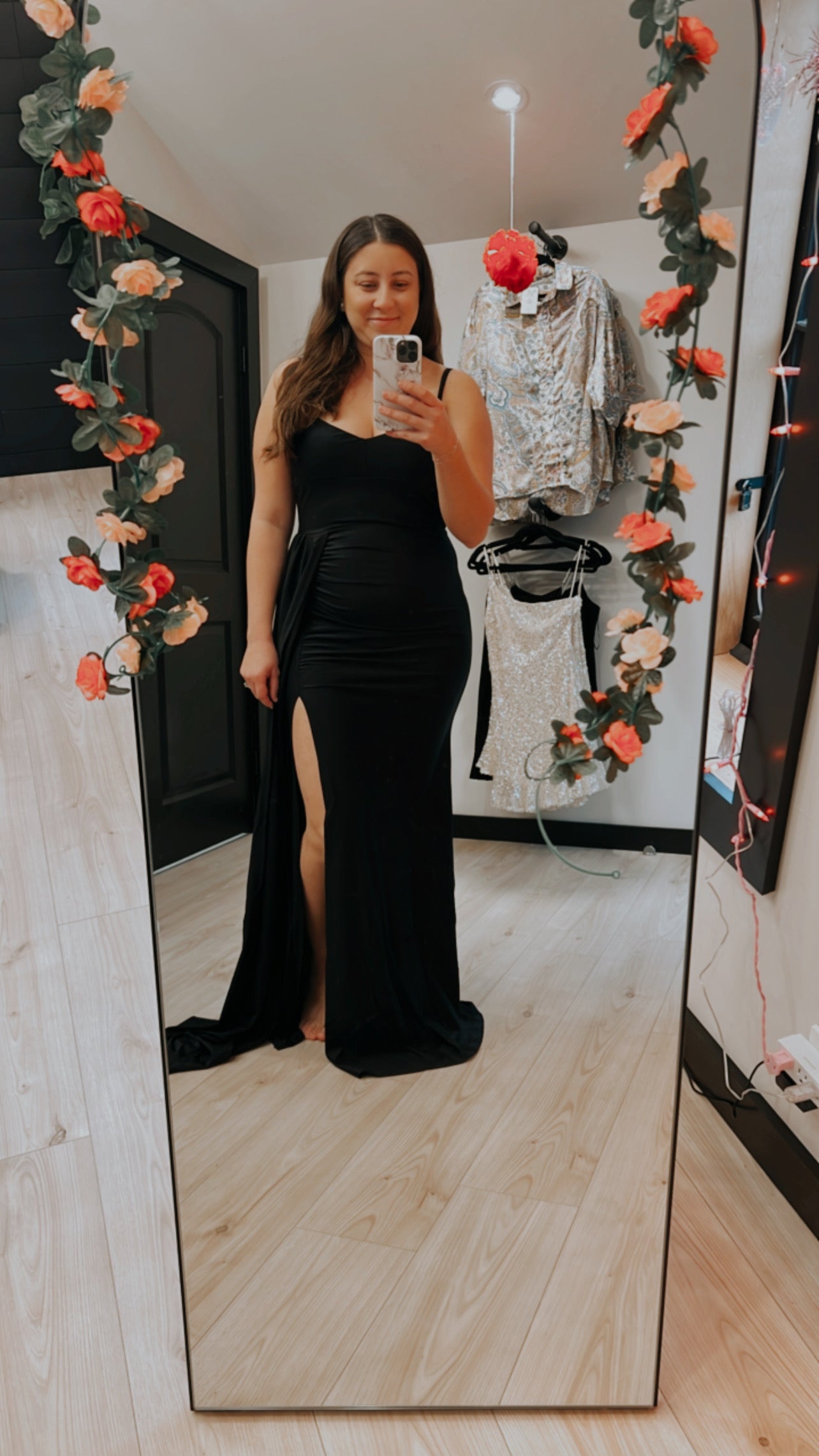 Black velvet draped wrap store detail bandeau maxi dress